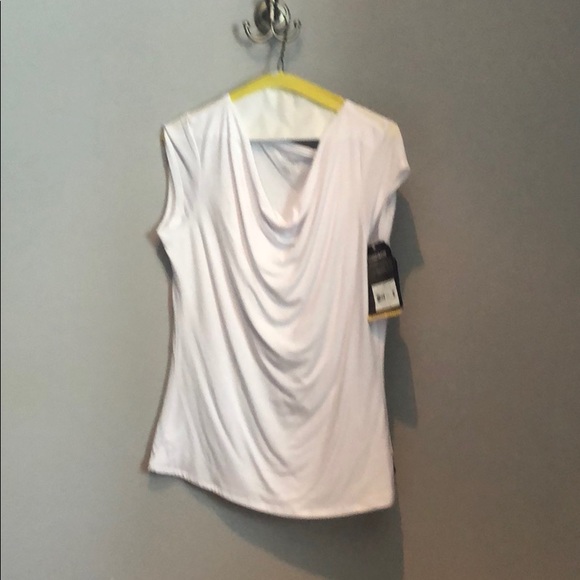 White T-shirt with cowl neck - Picture 1 of 2